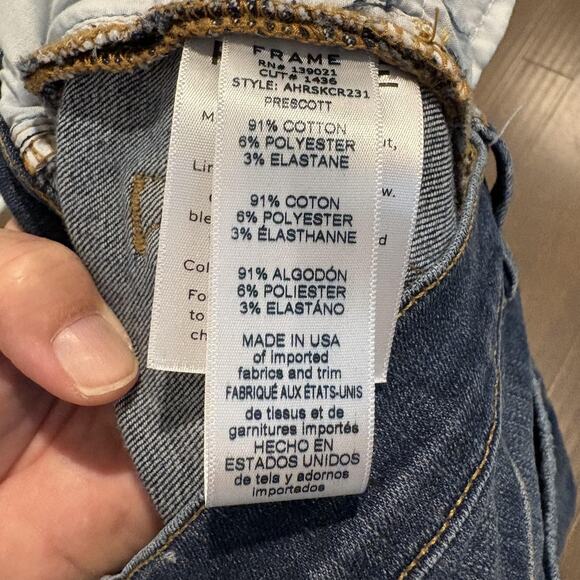 Frame Jeans Womens 25x24 Ali High Rise Cigarette Prescott Raw Hem Stretch Denim - Picture 12 of 16